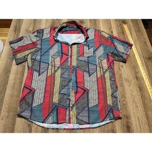 Mcedar Shirt, Men's Size 2XL, Multicolor, Geo Print, Short Sleeve, Button Up